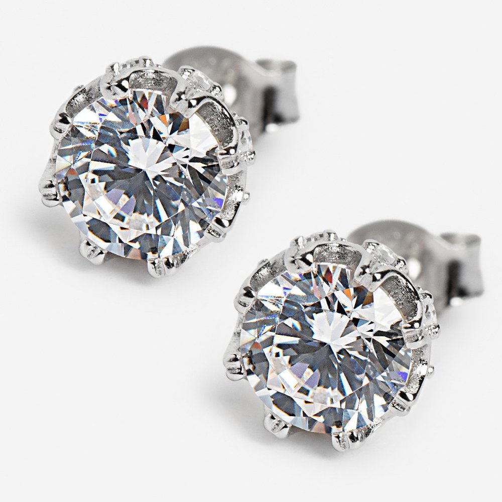 NEW! Luxury Sterling Silver Zircon Crown earrings - Picture 7 of 7